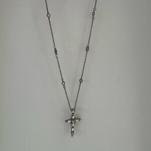 Sorrelli Silver and Pink Cross Necklace